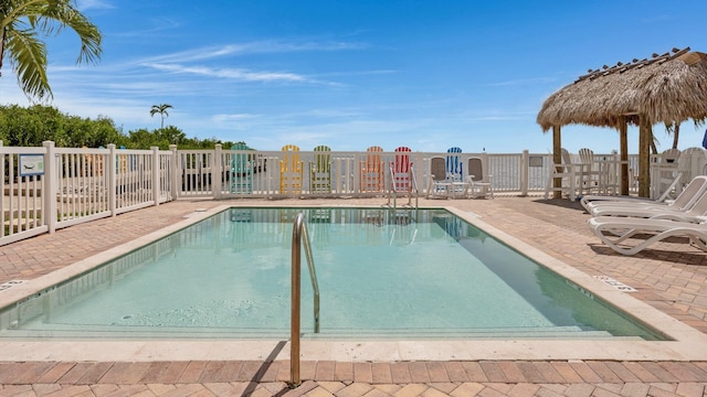 view of pool with a gazebo and a patio