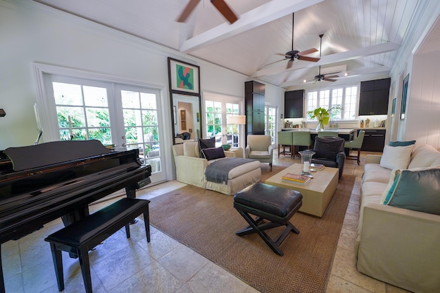 1414 Angela St, Key West, FL 33040 - living area featuring a ceiling fan and french doors