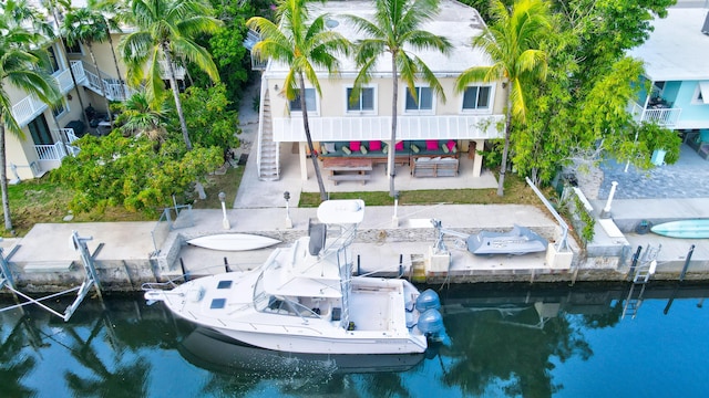 dock area featuring a water view