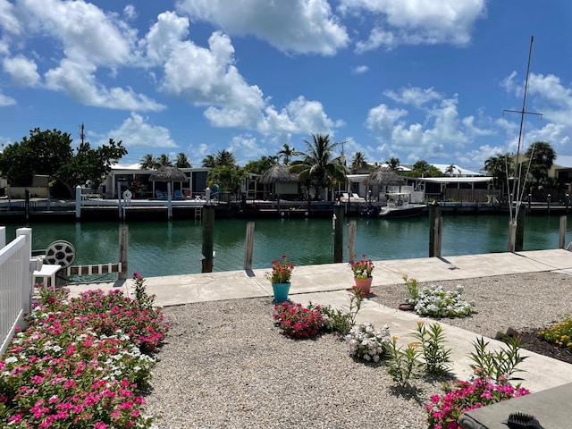 view of water feature featuring a dock