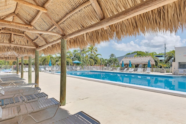 view of pool with a gazebo and a patio