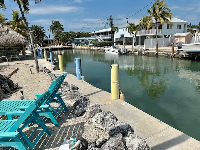 view of dock featuring a water view