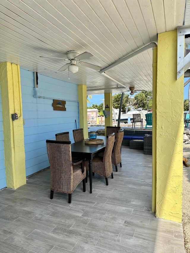 view of patio with ceiling fan