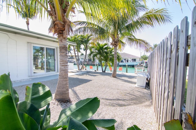 view of patio / terrace featuring a water view