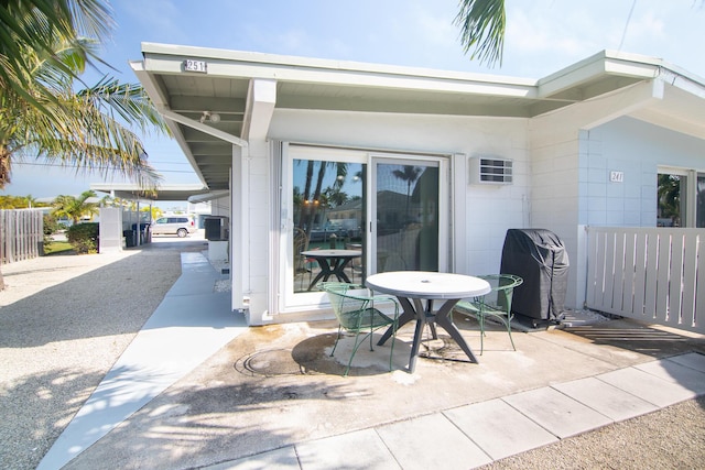 view of patio featuring a grill