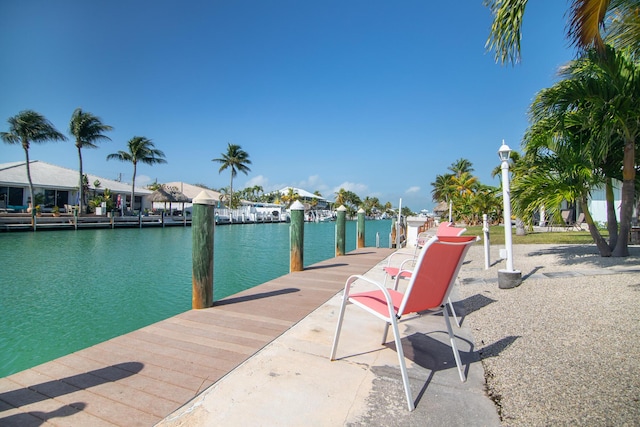 view of dock featuring a water view