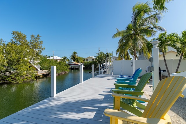 view of dock featuring a water view