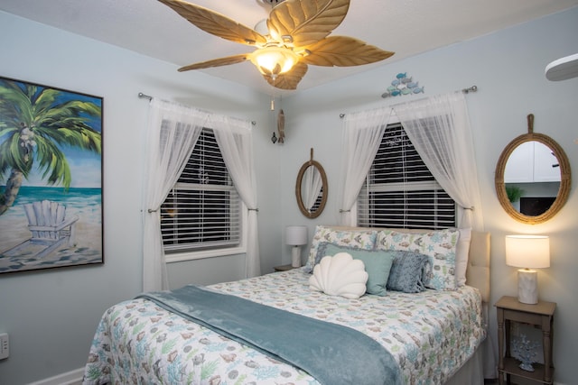 bedroom featuring ceiling fan