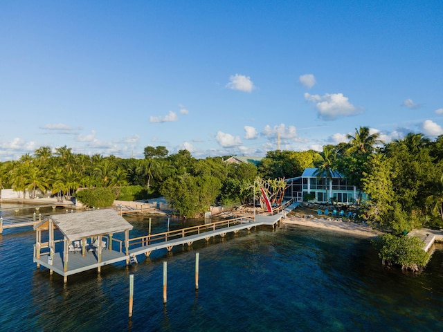 dock area featuring a water view