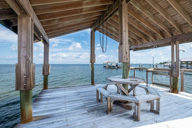 dock area featuring a water view