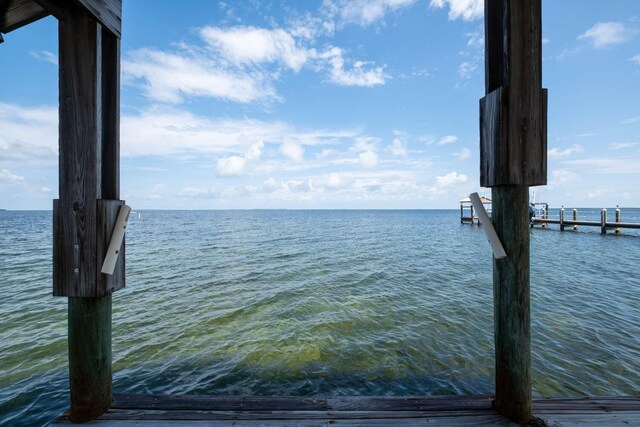 view of dock featuring a water view