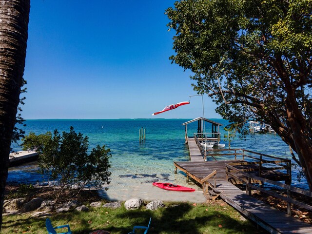 view of dock featuring a water view