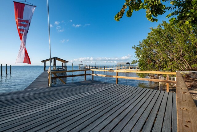 view of dock featuring a water view