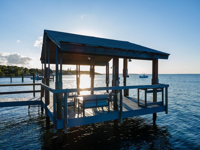 dock area featuring a water view