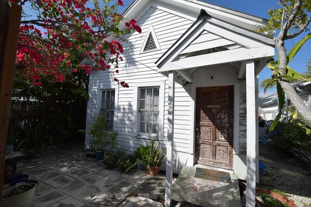 view of front facade with a patio area