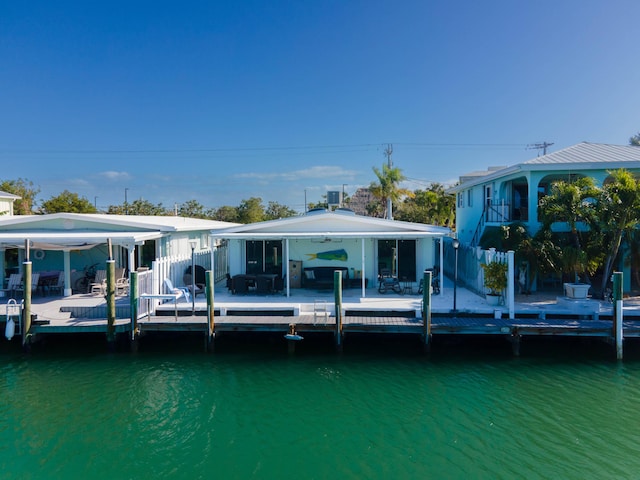 dock area featuring a water view