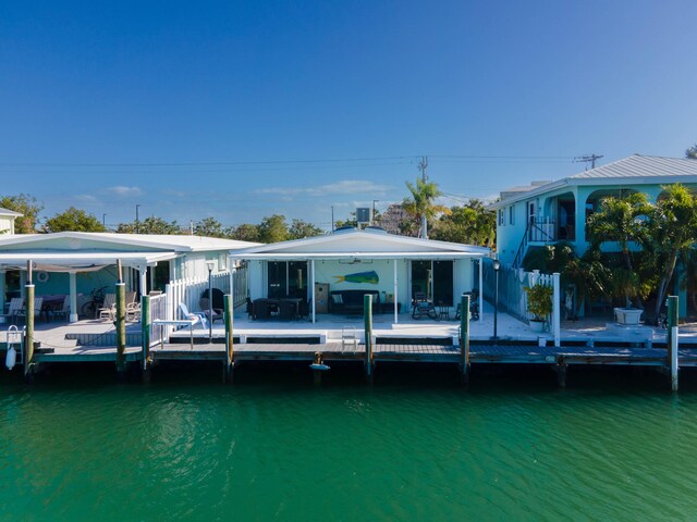 dock area featuring a water view