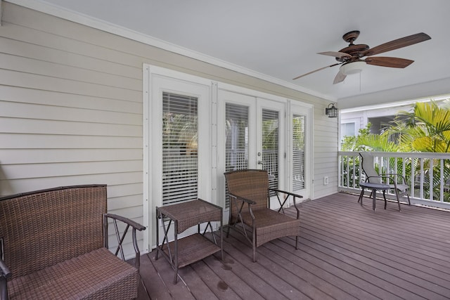 deck featuring ceiling fan