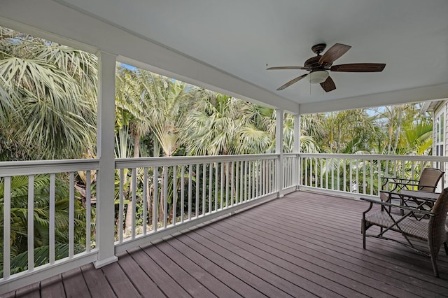 deck featuring ceiling fan