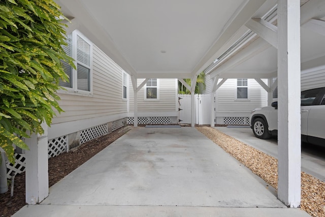 view of patio featuring a carport