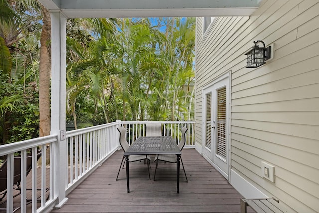 wooden deck with french doors