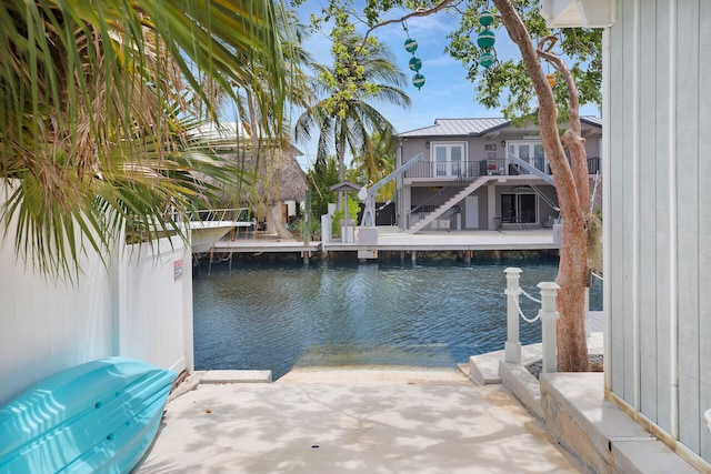 view of dock featuring a water view