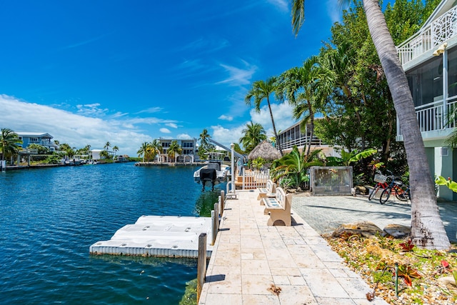 dock area featuring a water view