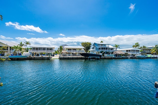 property view of water featuring a dock