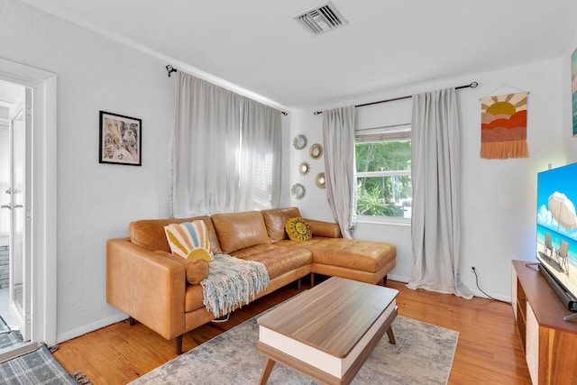 living room featuring light wood-type flooring