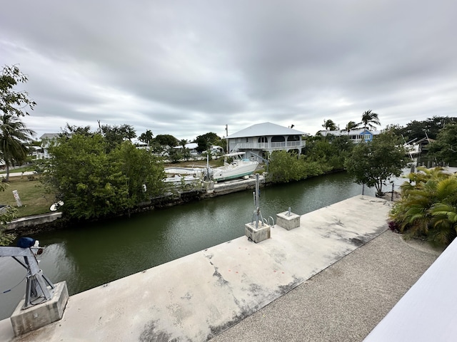 view of dock featuring a water view