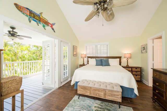 223 Golf Club Dr, Key West, FL 33040 - bedroom with vaulted ceiling, dark wood-type flooring, and access to outside