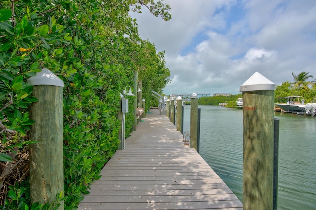 view of dock featuring a water view