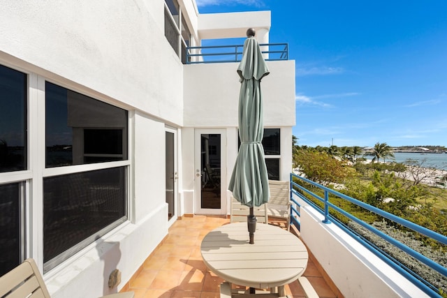 balcony with a water view