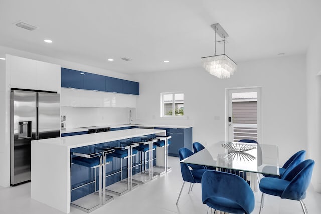 dining area featuring sink