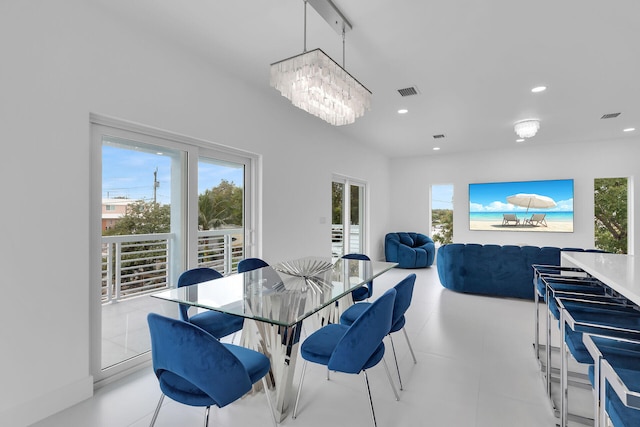 dining area with a chandelier