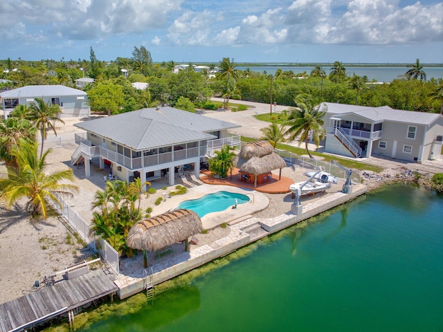17166 W Wahoo Ln, Sugarloaf, FL 33042 - aerial view of property and surrounding area with a pool area and a nearby body of water