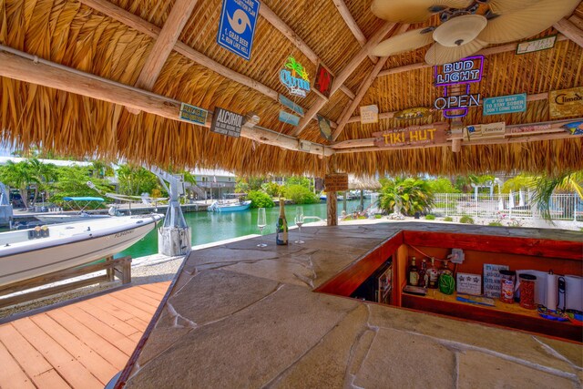 17166 W Wahoo Ln, Sugarloaf, FL 33042 - dock featuring a gazebo and a water view