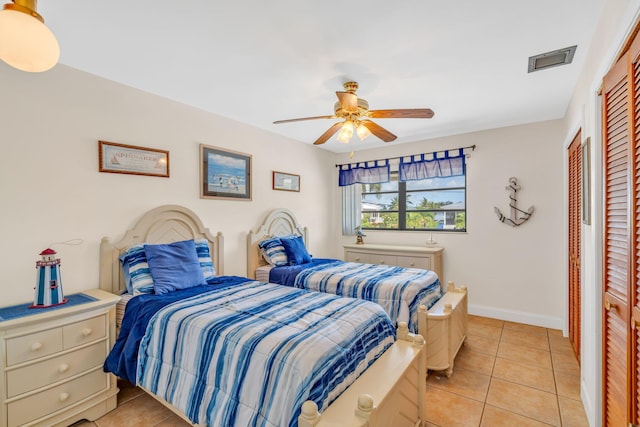 17166 W Wahoo Ln, Sugarloaf, FL 33042 - bedroom with light tile patterned flooring, a closet, and a ceiling fan
