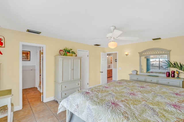 17166 W Wahoo Ln, Sugarloaf, FL 33042 - bedroom featuring light tile patterned floors and a ceiling fan