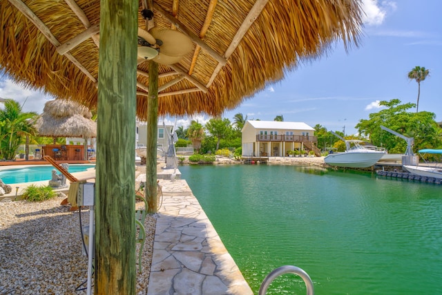 17166 W Wahoo Ln, Sugarloaf, FL 33042 - water view featuring a gazebo and a boat dock