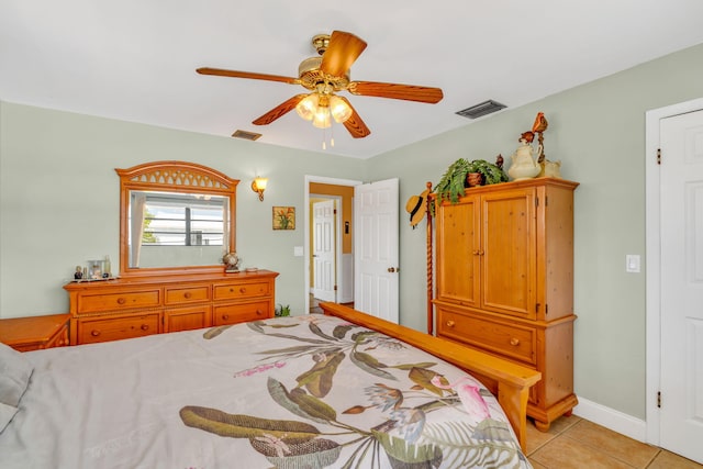 17166 W Wahoo Ln, Sugarloaf, FL 33042 - bedroom with light tile patterned floors and a ceiling fan