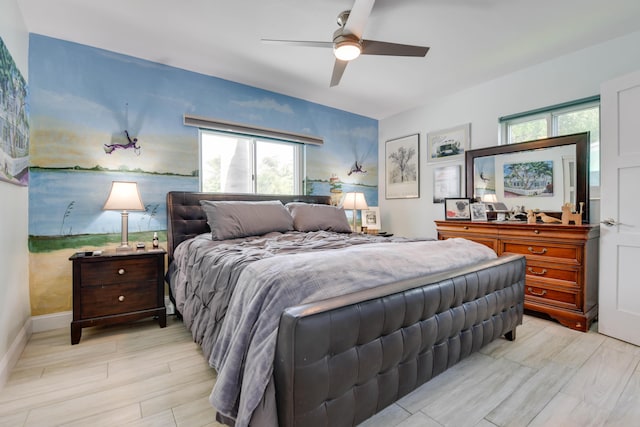 3034 Riviera Dr, Key West, FL 33040 - bedroom featuring light wood-style floors, baseboards, and ceiling fan