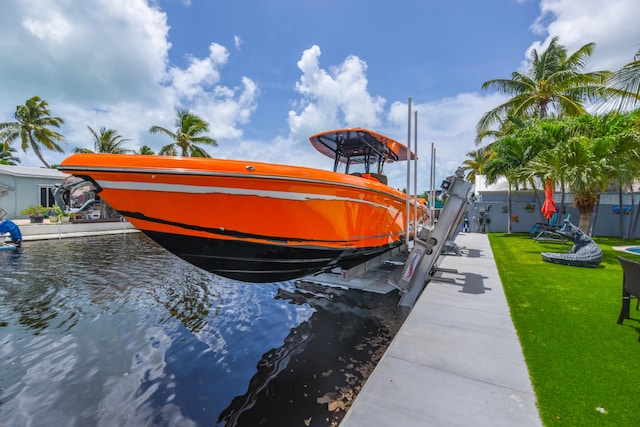 3034 Riviera Dr, Key West, FL 33040 - dock area featuring boat lift and a yard
