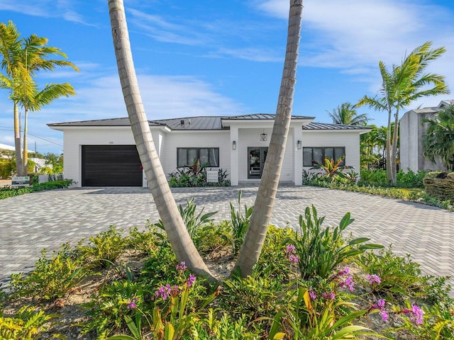 contemporary home with a garage