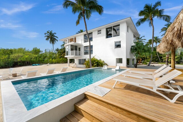 view of pool featuring a patio