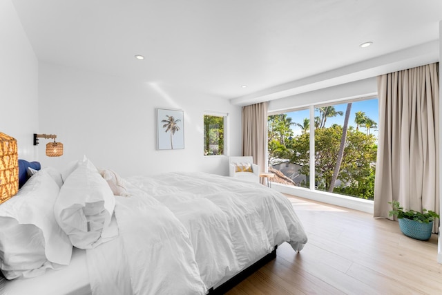 bedroom featuring light hardwood / wood-style flooring