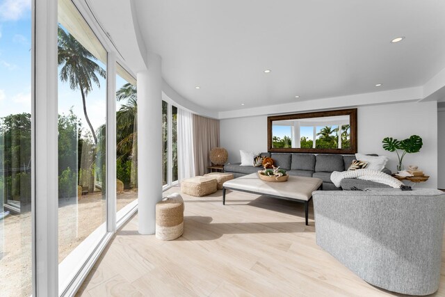 living room featuring light wood-type flooring