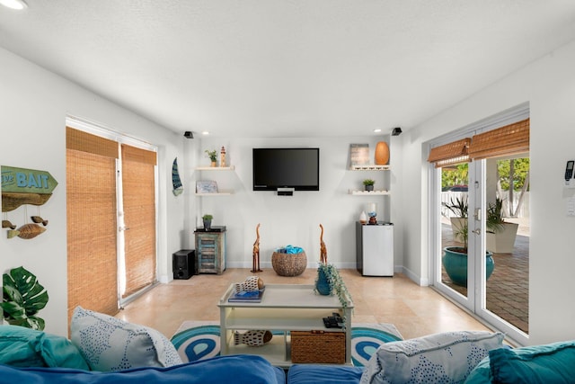 living room with french doors