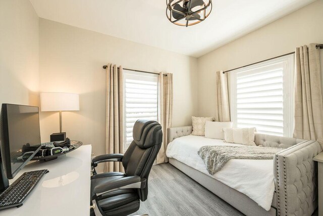 bedroom featuring light hardwood / wood-style flooring