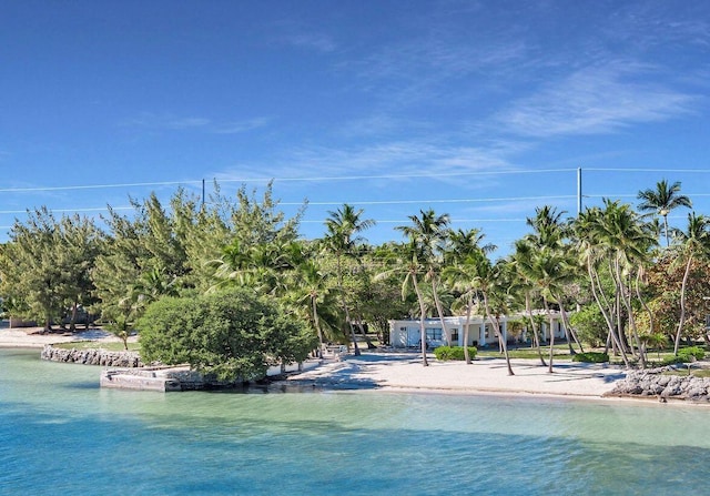 view of swimming pool featuring a water view